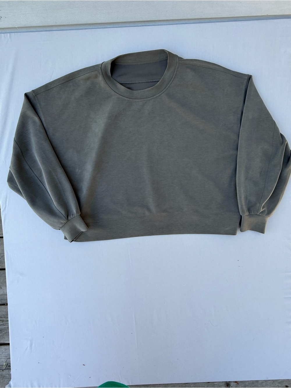 Lululemon Softstream Cropped Olive Gray Crewneck Sweatshirt